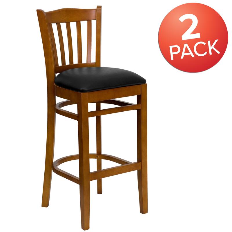 2Pk Vertical Slat Back Wood Restaurant Barstool - Hospitality Seating