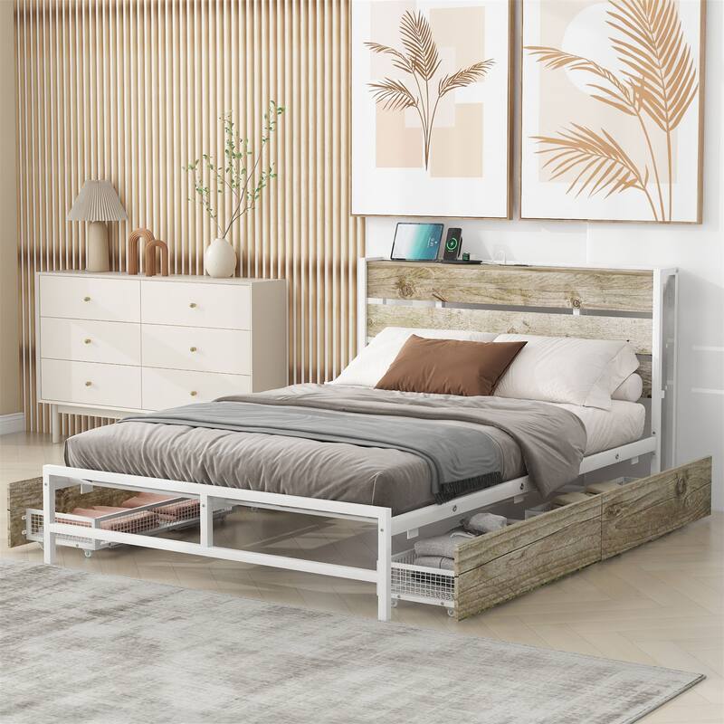 Metal Platform Bed With Four drawers Bed Bath & Beyond 39904753