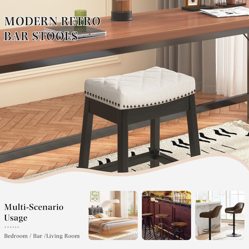 EROMMY Counter & Bar Stools Set of 2, Solid Wood Frame Upholstered Kitchen Stools