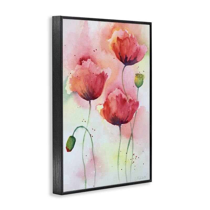 Stupell Red Poppies with Speckles Framed Giclee Art Design By Stephanie Fielden