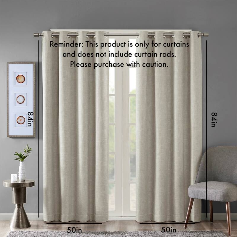 Printed Heathered Blackout Grommet Top Curtain Panel(Only 1 Pc Panel) - taupe - 84 Inches