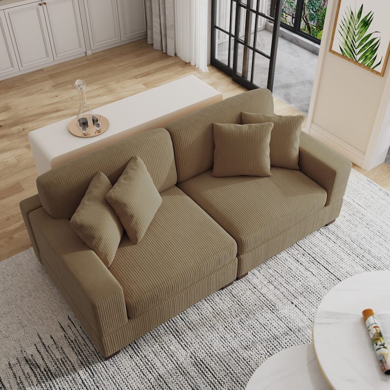 Oversized Modular Sectional Sofa Set with Pillows for Living Room - Camel2 Armchair