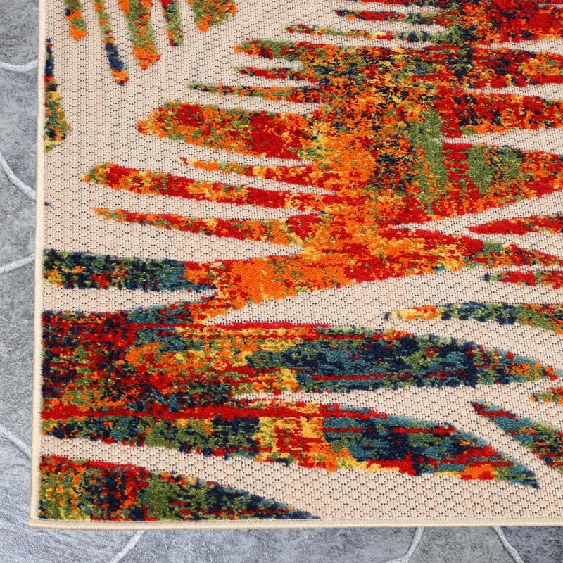 Superior Tropical Leaves Coastal Indoor Outdoor Area Rug
