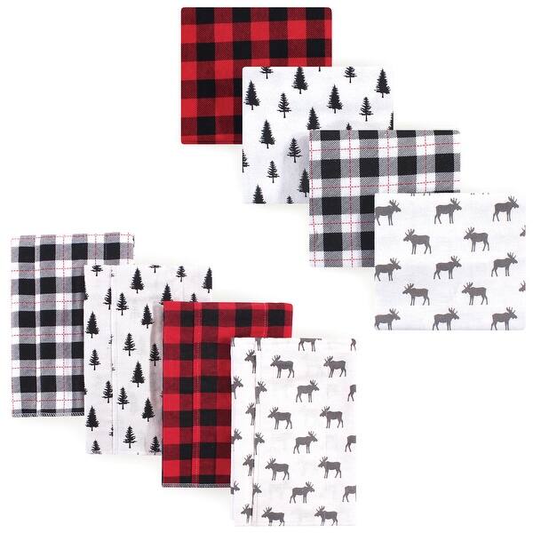 slide 1 of 1, Hudson Baby Infant Boy Cotton Flannel Burp Cloths and Receiving Blankets, 8-Piece, Red Moose, One Size - Moose - One Size One Size - Moose