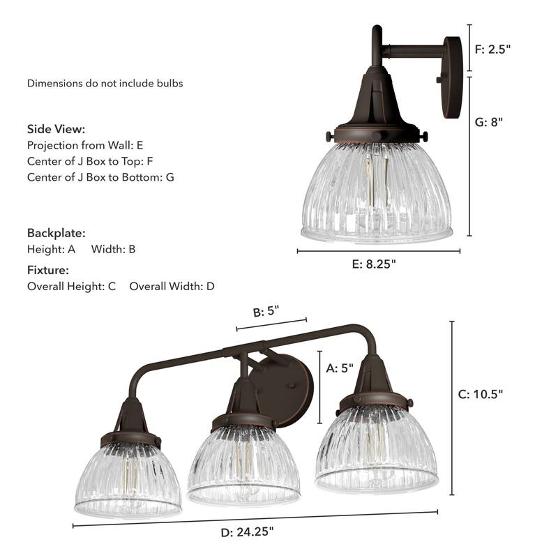 Hunter Cypress Grove 3-Light Vanity Wall Light