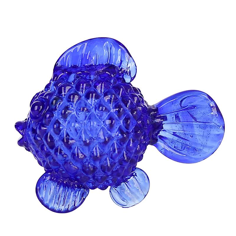 Blue Round Glass Fish Figurine