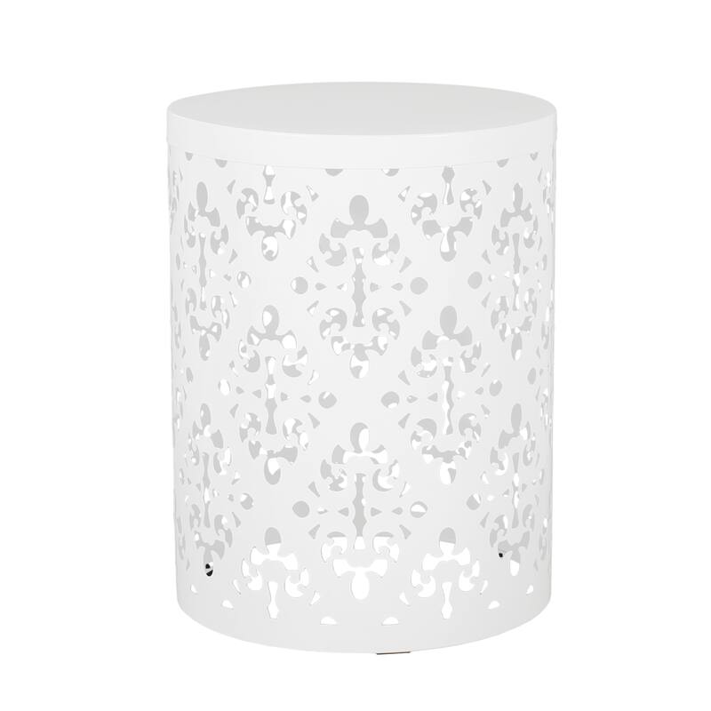Outdoor Metal end table -Large - White