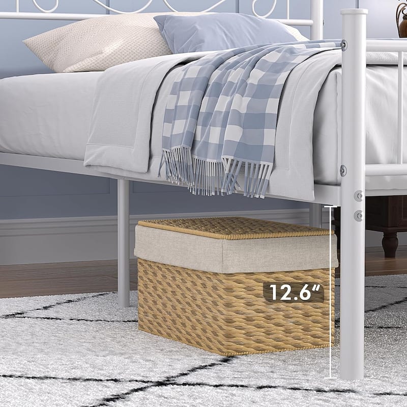 Modern Platform Bed Frame with Premium Graceful Scroll Headboard Twin/Full/Queen