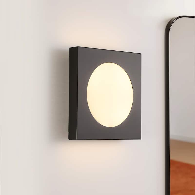 12-in Minimalist Matte Black Rectangle LED Wall Sconce/Flush Mount Ceiling light with Milky White Arcylic Diffuse