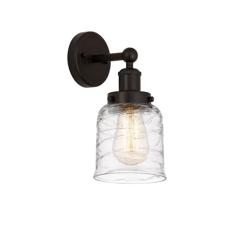 Innovations Lighting 616-1W-10-7 Bell Sconce Bell 10" Tall Wall Sconce - Oil Rubbed Bronze / Clear Deco Swirl