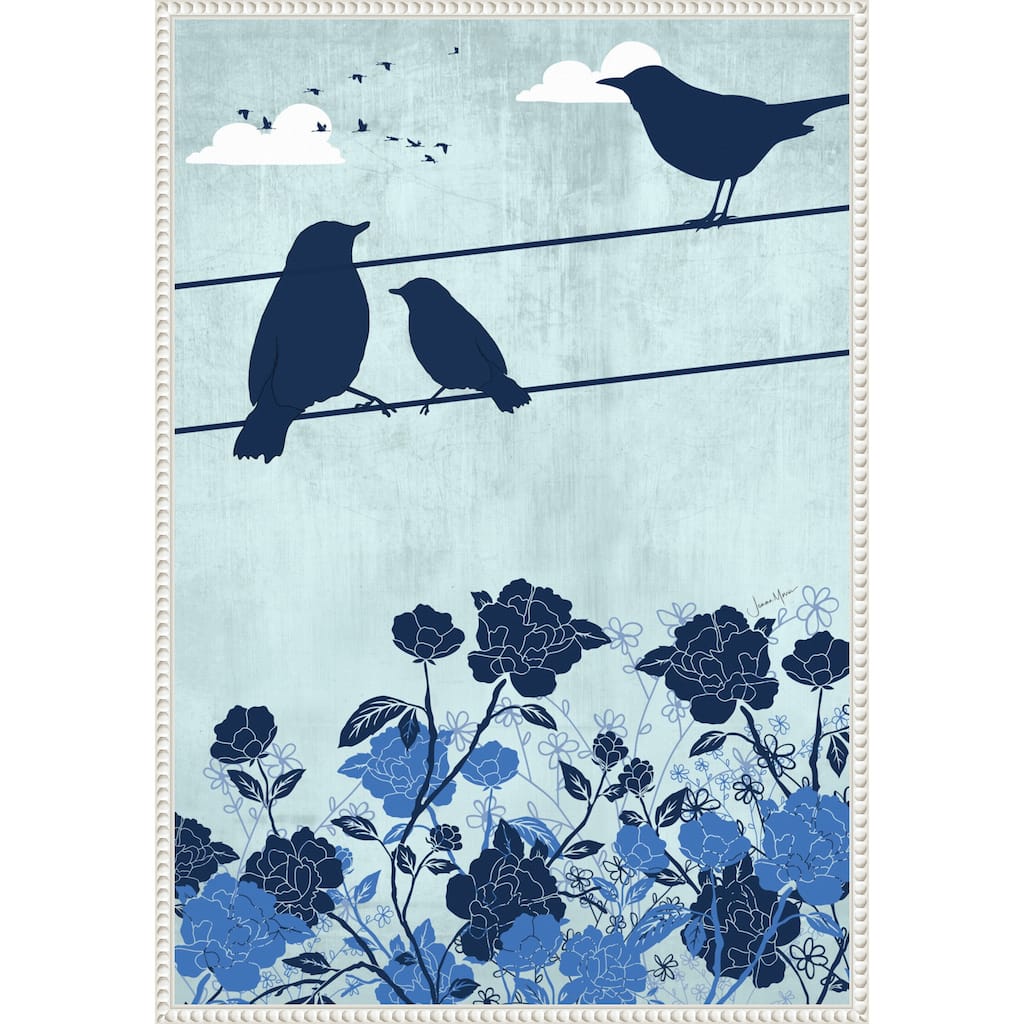 3 Birds Blue by Jemma Morris Framed Canvas Wall Art