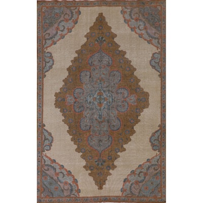 Distressed Tabriz Persian Antique Rug Hand-Knotted Wool Carpet - 7'1" x 10'11"