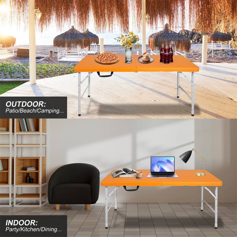 4ft Indoor and Outdoor Portable Foldable Steel Frame Table for Camping
