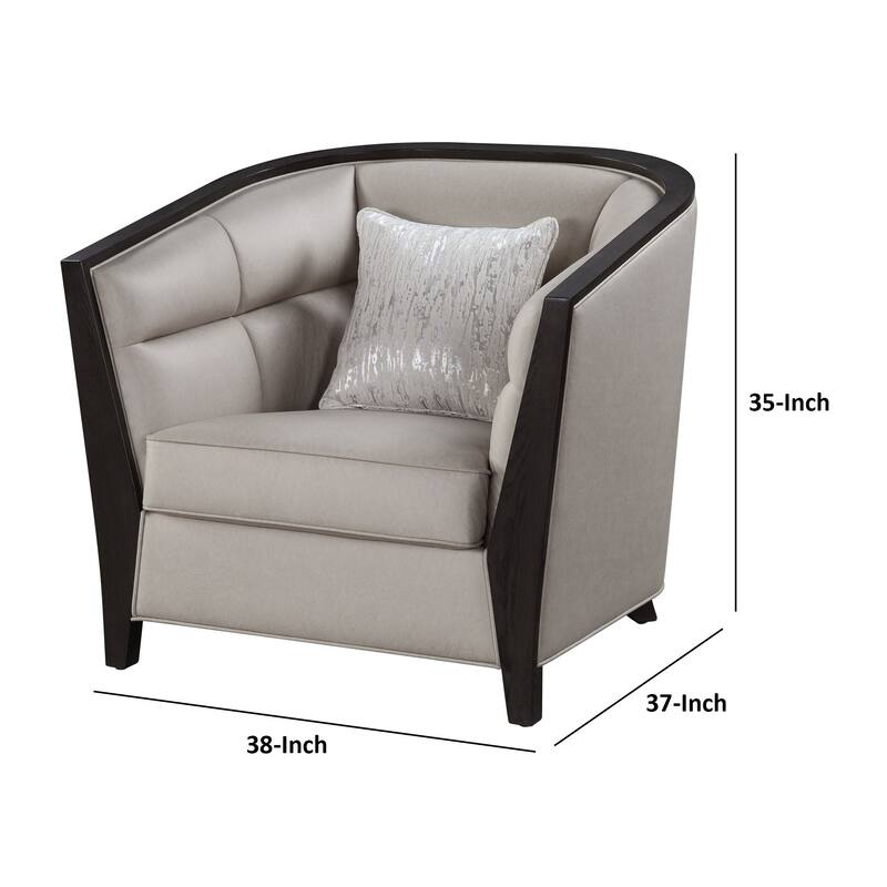 Chair with Curved Fixed Back and Shelter Arms, Beige