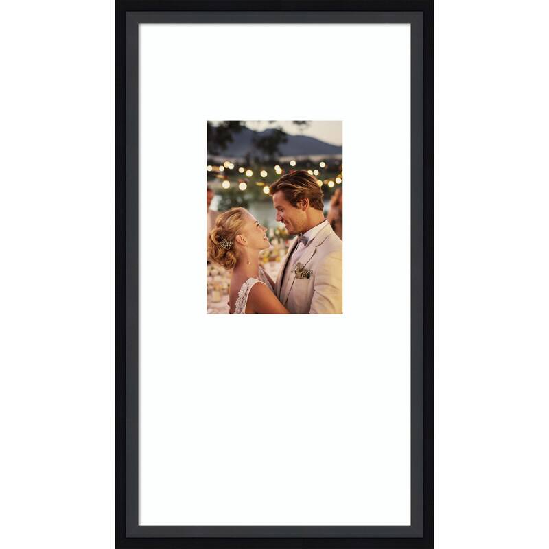 Lucie Black Framed Picture Frame, Photo Frame - 10x18 Matted White 5x7 - Lucie Black