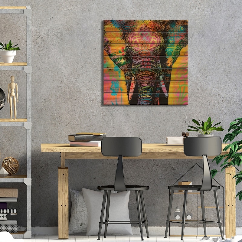 Eleph Print On Wood by Dean Russo - Multi-Color