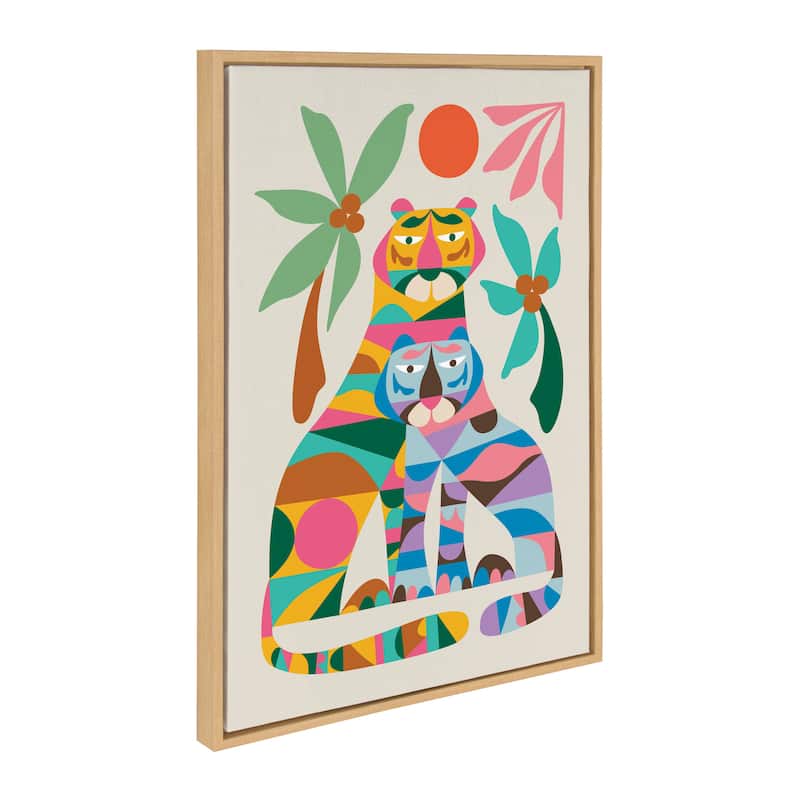Kate and Laurel Sylvie MCM Tiger Love Framed Canvas by Rachel Lee - 23x33 - Natural