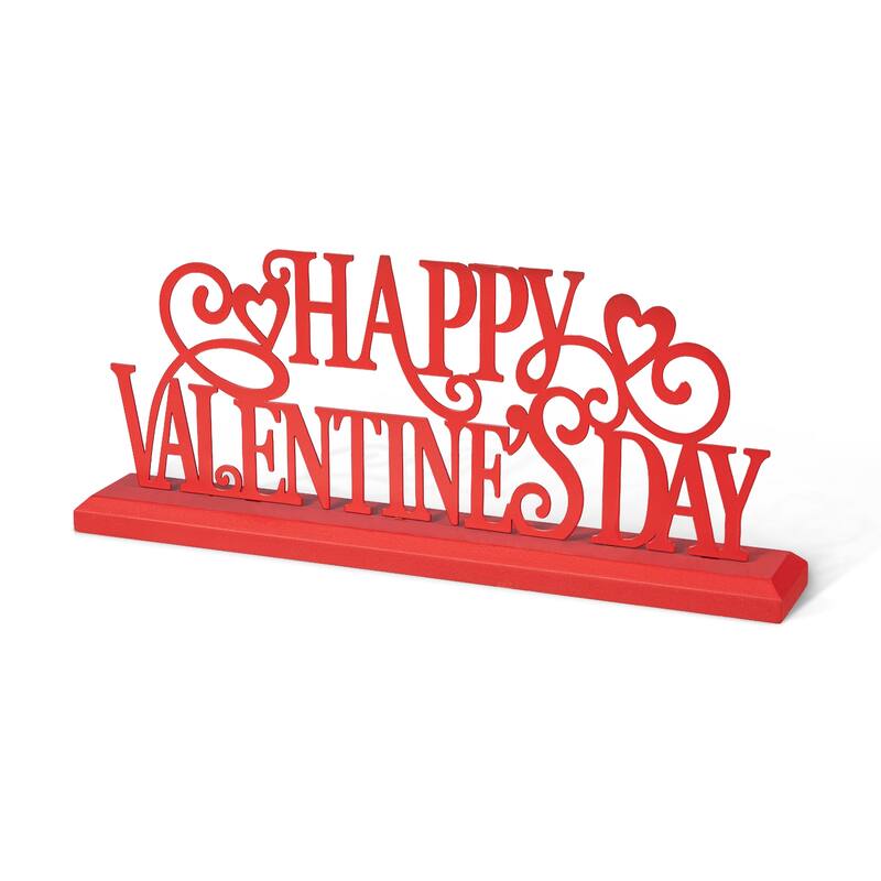 Glitzhome 16"L Wooden & Metal HAPPY VALENTINE'S DAY Table Decor