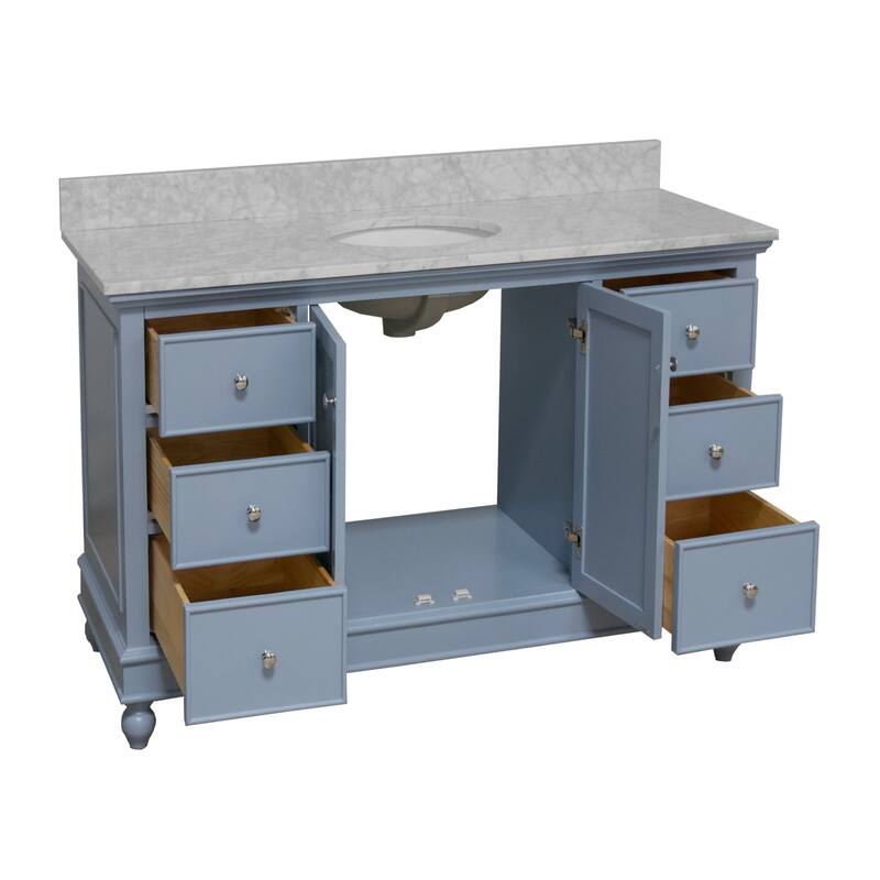 KitchenBathCollection Bella 60" Single Bathroom Vanity with Carrara Marble Top