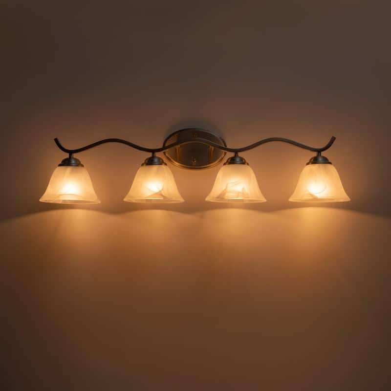 3-Light Alabaster Glass Bell Bathroom Vanity Wall Lamp - 31.5in