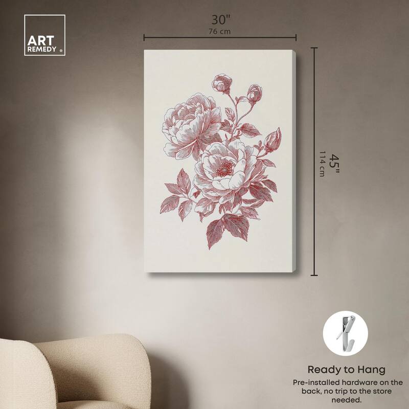 Breezy Red Pencil Blooms Canvas by Art Remedy, Gallery Wrapped