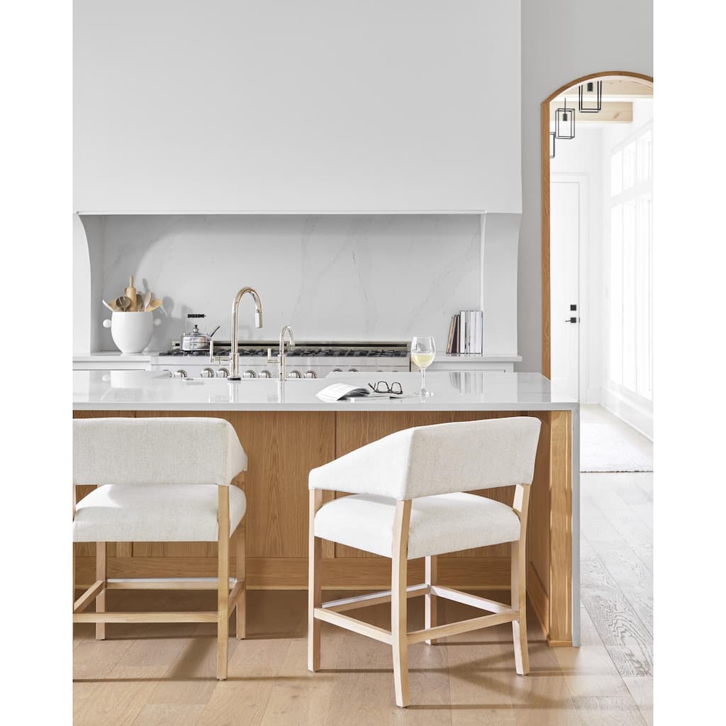 Grace Modern Minimalist Cream Upholstered Counter and Bar Stool