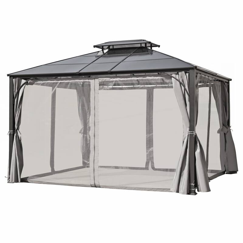 Heavy Duty Double Roof Patio Gazebo with Aluminum Frame