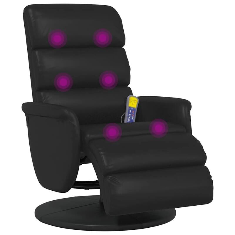 vidaXL Massage Recliner Chair Black Faux Leather, Metal, Plywood Medium