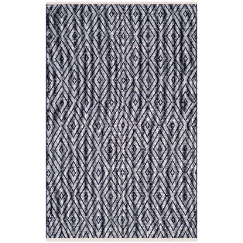 SAFAVIEH Handmade Flatweave Montauk Shkurte Cotton Rug - Navy/Ivory - 4' x 6'