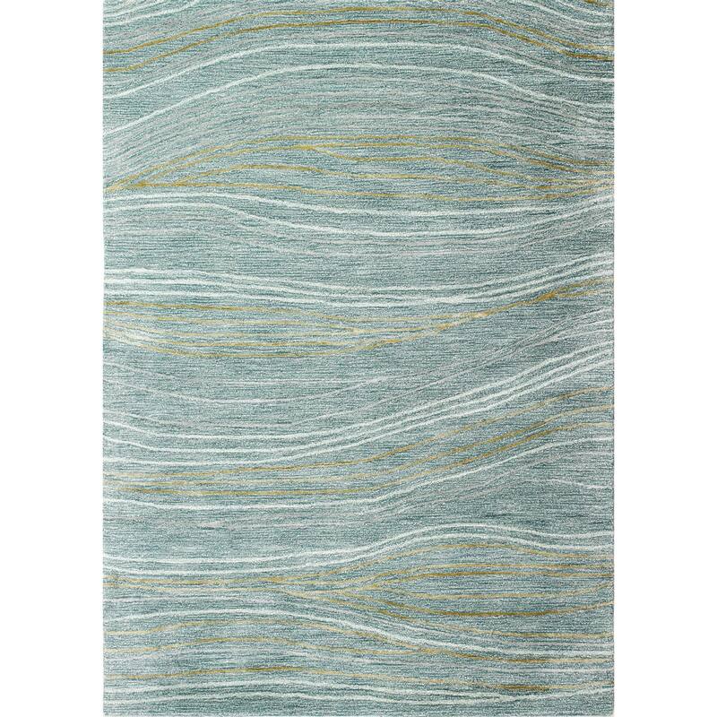 Bashian Makai Grey Contemporary Area Rug - 3'9" X 5'9" - Teal