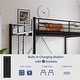 preview thumbnail 4 of 4, Black Queen Metal Loft Bed with LED Lights,Charging Station,Safety Guardrail and Ladder