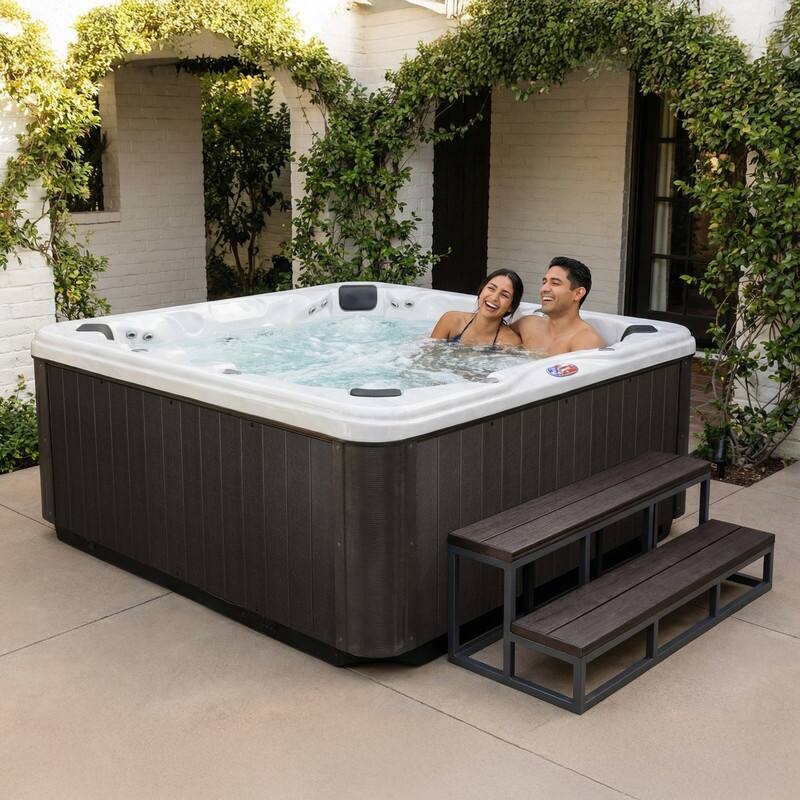 American Spas 7-Person 45-Jet Premium Acrylic Bench Spa Standard Hot Tub with Ozonator and Bluetooth Sound System