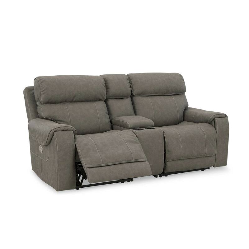 Signature Design by Ashley Starbot Gray 3-Piece Power Reclining Sectional Loveseat with Console - 87"W x 42"D x 42"H