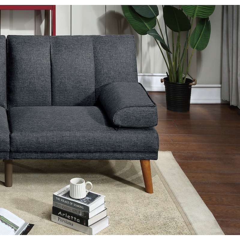 Polyfiber Adjustable Loveseat Sofa, Living Room Plush Couch with Pillow Top Arms and Solid Wood Legs