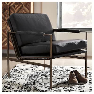 Signature Design by Ashley Puckman Mid Century Modern Leather Accent Chair - 29" W x 31.5" D x 34.25" H