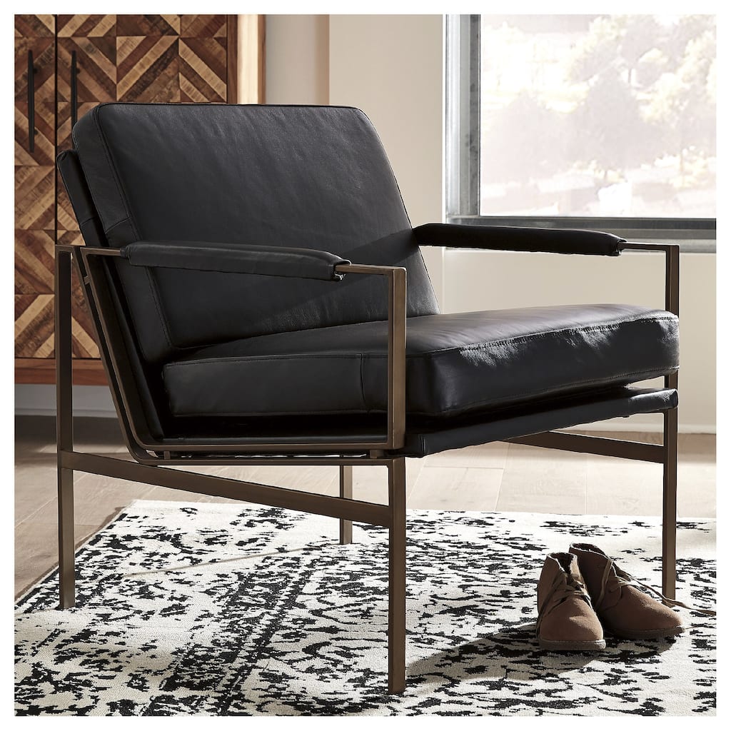 Signature Design by Ashley Puckman Mid Century Modern Leather Accent Chair - 29" W x 31.5" D x 34.25" H