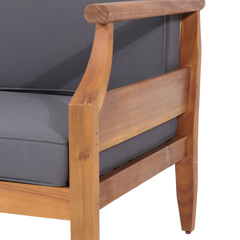 Outdoor 3 Seater Sofa with Cushions - Acacia Wood Frame