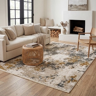 Style Haven Hendrix Mottled Abstract Beige/Grey Fringe Edge Area Rug ...