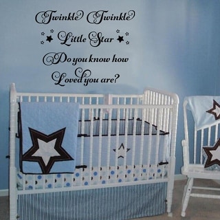 Stickers Muraux Vinyl Argentés Étoiles Et Texte 'Twinkle Twinkle' - Décoration Chambre
