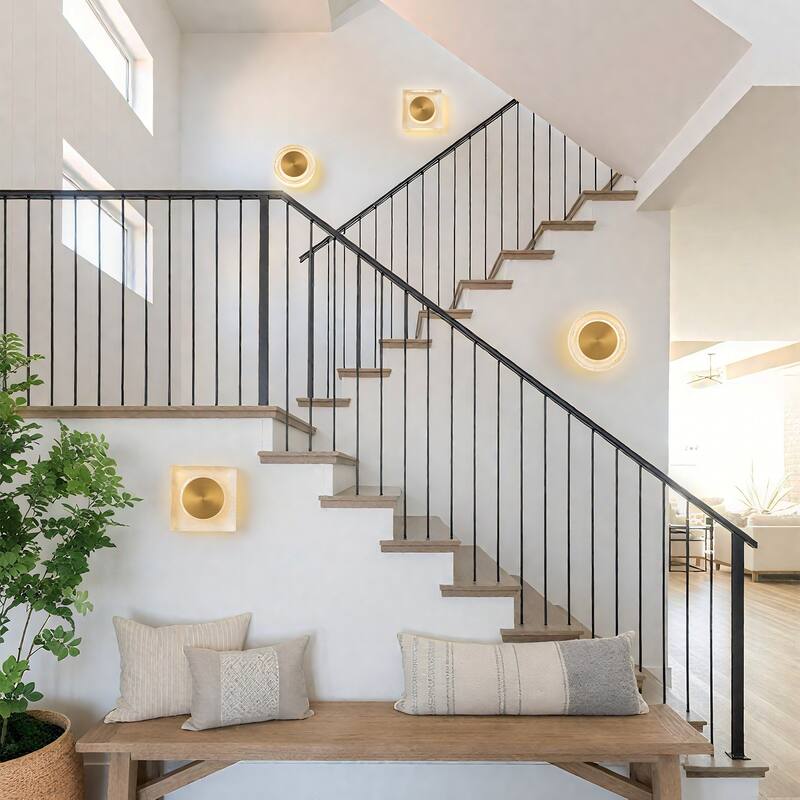 Square LED Wall Sconce Clear Textured Handblown Glass Shade Dimmable