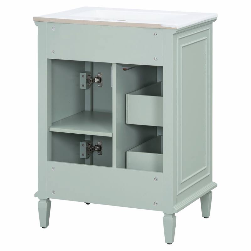 24" Bathroom Vanity with Sink, Bathroom Vanity Cabinet with One Flip Drawer and Two Drawers, Adjustable Shelf