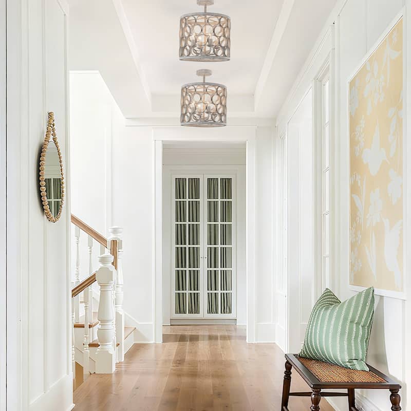4 - Light Metal Ring - Shaped Semi - Flush Mount Ceiling Light
