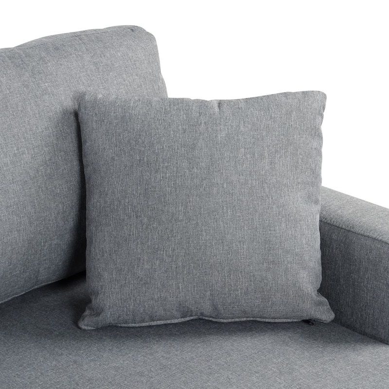 Upholstery Sleeper Sectional Sofa Grey with Storage Space, 2 Tossing Cushions