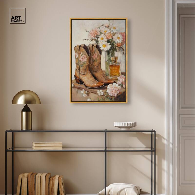 Delicate Floral Boots II Canvas by Art Remedy