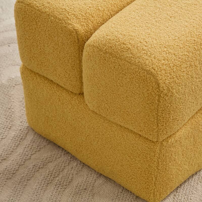 SEYNAR Modern 16.5''Faux Sherpa Square Cube Otttoman