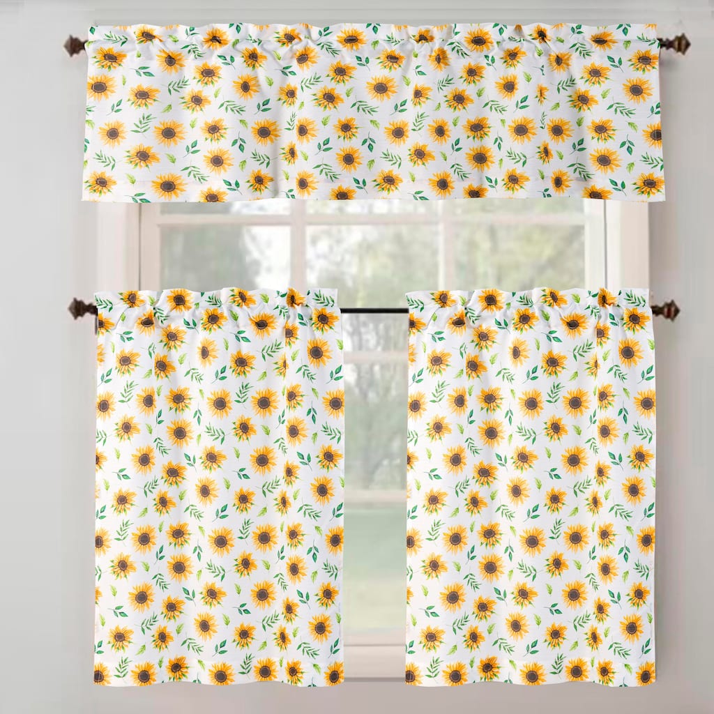 Sunflower Tribeca Textured Kitchen Curtain Set with Valance & Tiers