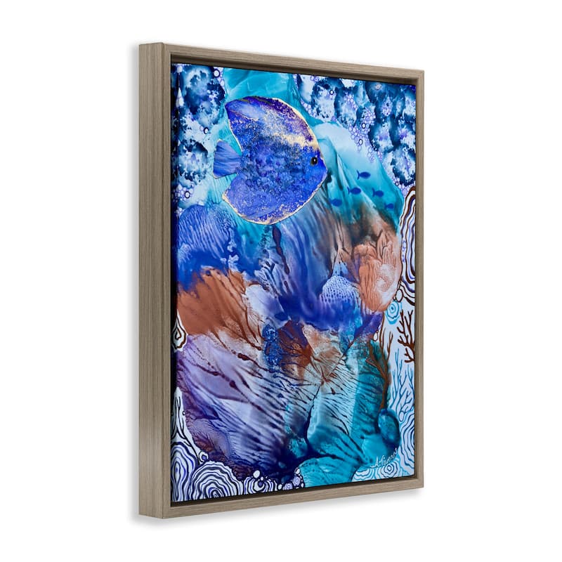 Stupell Underwater Fish Sea Life Framed Floater Canvas Wall Art Design By Amy Tieman