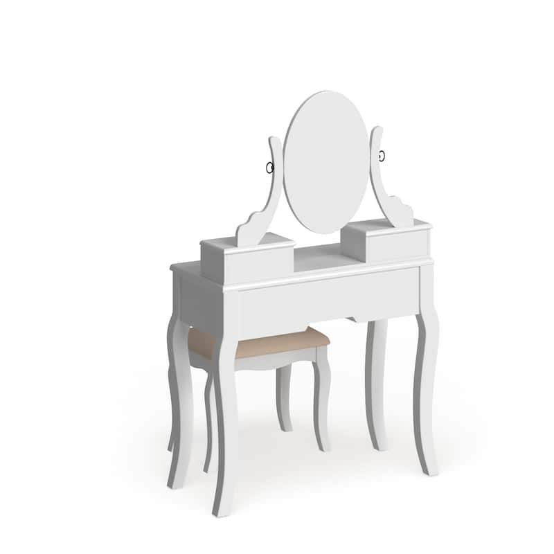 Roundhill Furniture Copper Grove Watt Wood Makeup Vanity Table and Stool Set