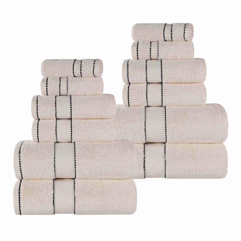 Superior Niles Cotton Ultra-Plush Absorbent 12 Piece Towel Set