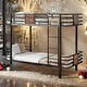 preview thumbnail 1 of 21, Twin XL over Twin XL Metal Bunk Bed with MDF Board Guardrail and Two Storage Drawers Black